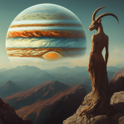 An illustration representing Jupiter in Capricorn