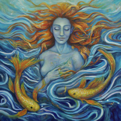 An illustration representing Mercury in Pisces