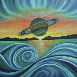 An illustration representing Saturn in Pisces