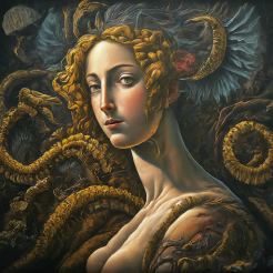 An illustration representing Venus in Scorpio